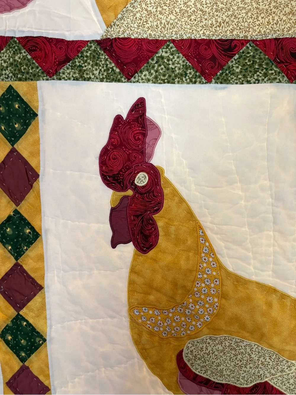 Rooster farmhouse Patchwork Quilt - 100% cotton 50inx60in